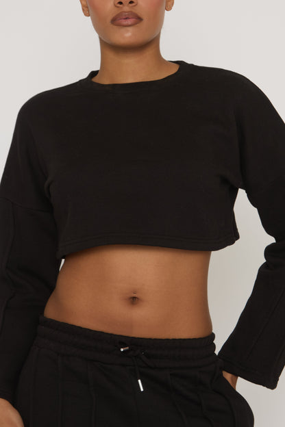 Black Binding Detail Loungewear Co-ord Set - Ceri