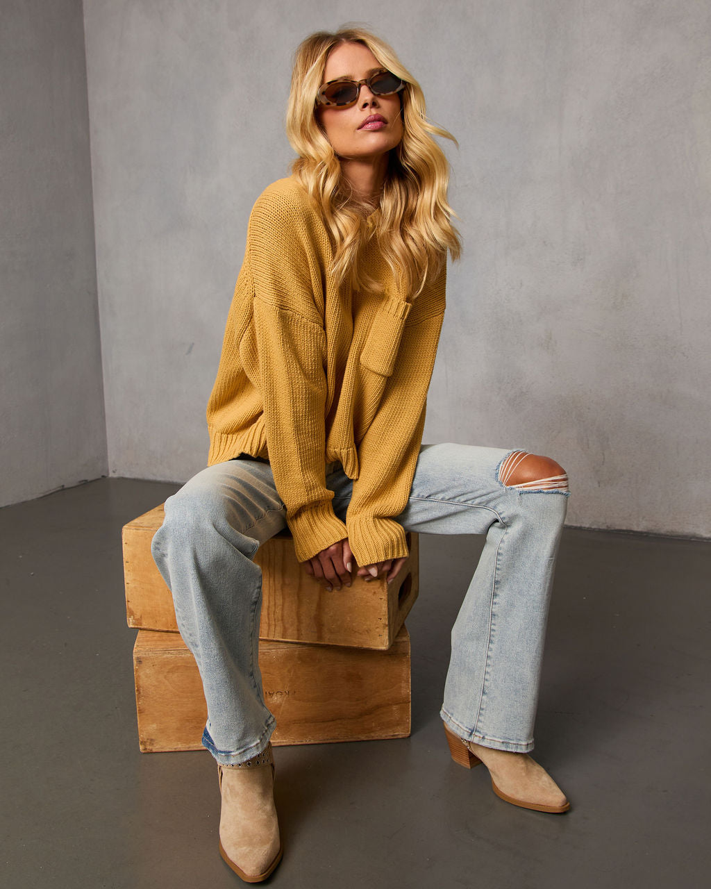 Bilos Relaxed Ribbed Knit Sweater