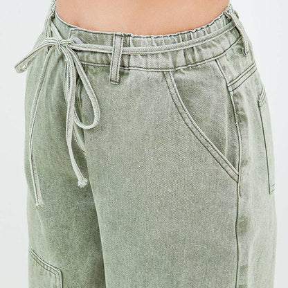 Color Washed Barrel Fit Pants