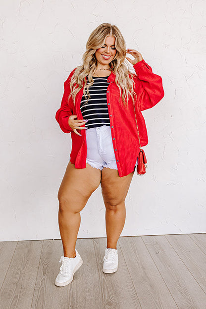 Sweeter In Stripes Shift Tank In Navy Curves