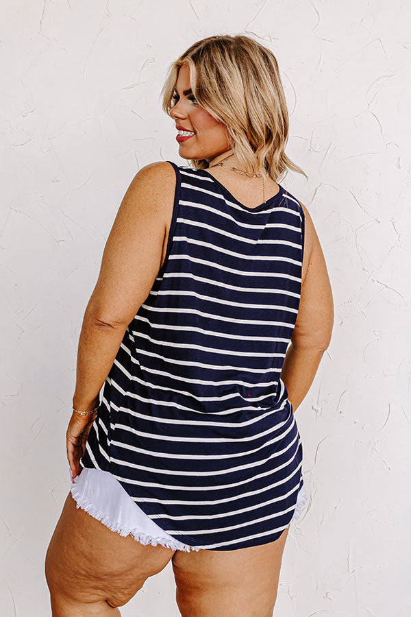 Sweeter In Stripes Shift Tank In Navy Curves