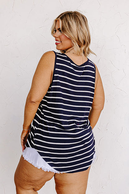 Sweeter In Stripes Shift Tank In Navy Curves