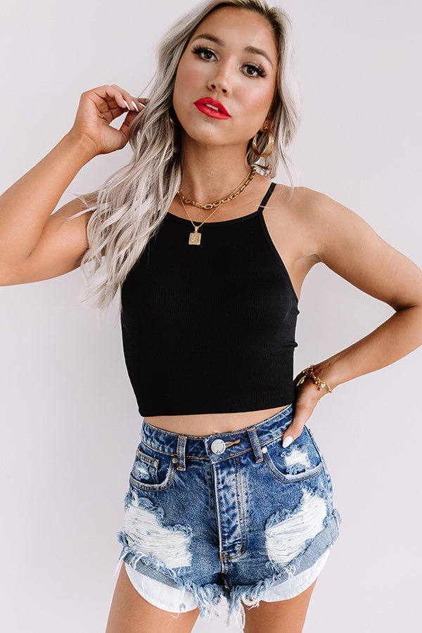 Outgoing And Gorgeous Seamless Crop Top In Black