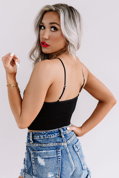 Outgoing And Gorgeous Seamless Crop Top In Black