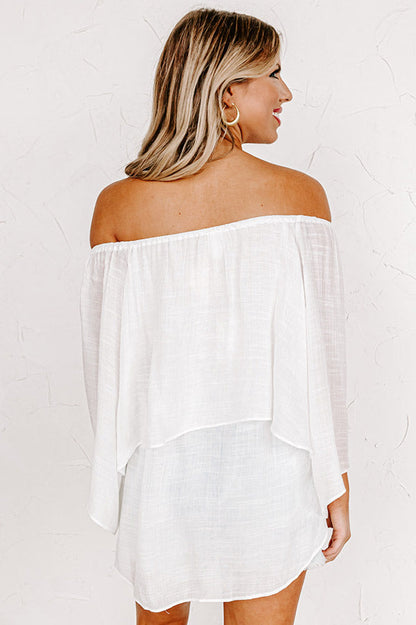 Lovely Day Tiered Shift Top in White