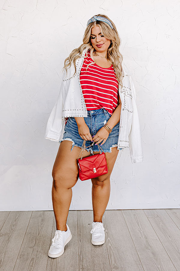 Sweeter In Stripes Shift Tank In Red Curves