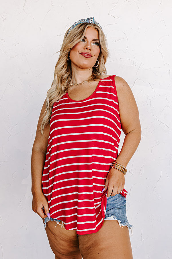 Sweeter In Stripes Shift Tank In Red Curves