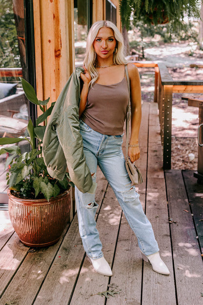 Oh, Snap Crop Top In Mocha