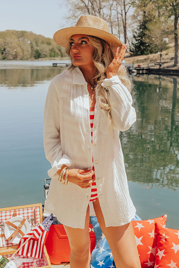 Spark Of Love Button Up In White