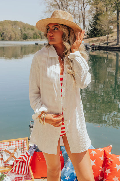 Spark Of Love Button Up In White