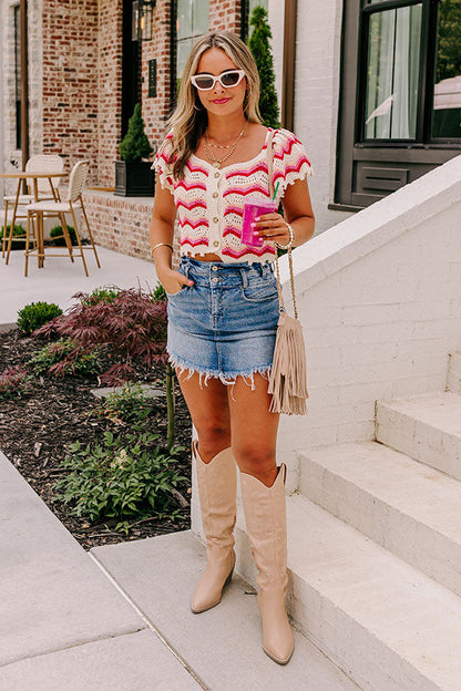 Take A Minute Crochet Top In Red