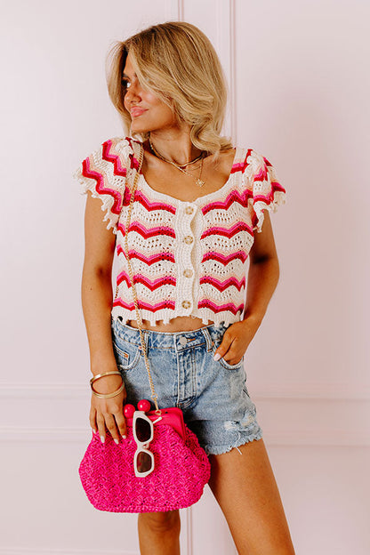 Take A Minute Crochet Top In Red