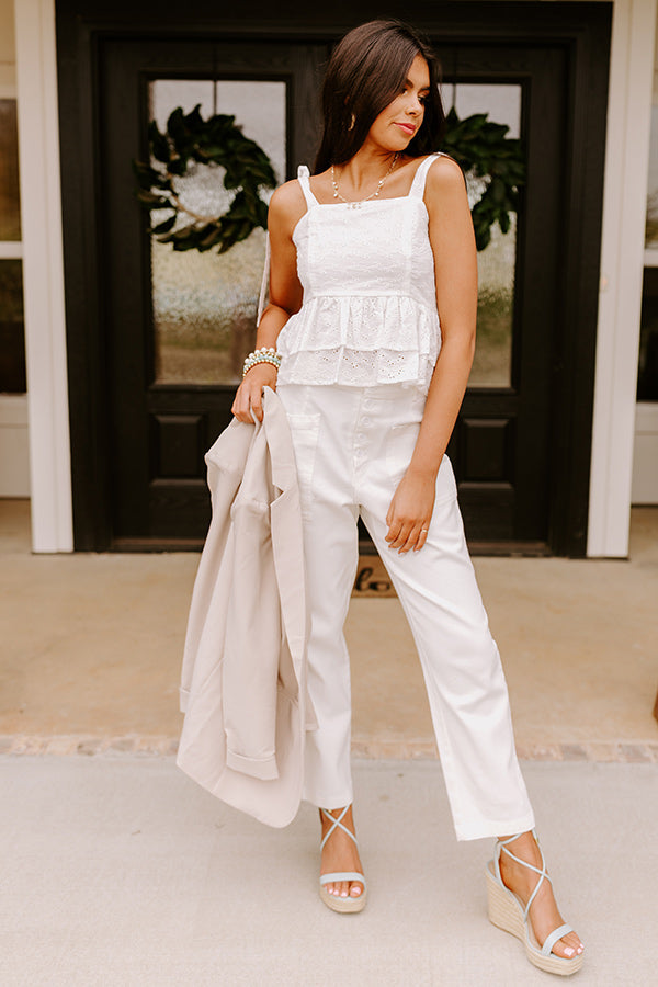 Bermuda Eyelet Tank In White