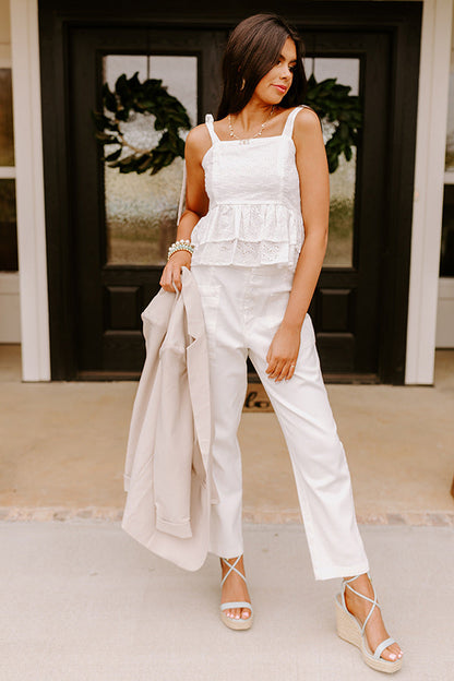 Bermuda Eyelet Tank In White