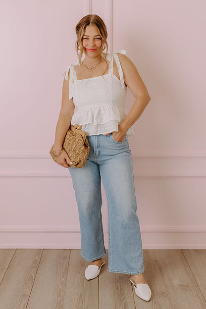 Bermuda Eyelet Tank In White