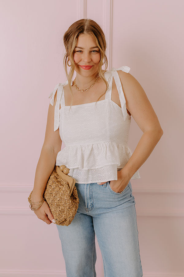Bermuda Eyelet Tank In White