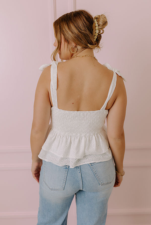 Bermuda Eyelet Tank In White