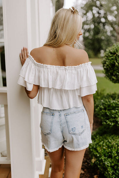 Double Date Babydoll Top In White