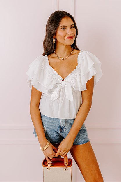 Double Date Babydoll Top In White