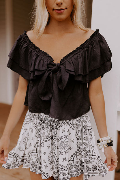Double Date Babydoll Top In Black