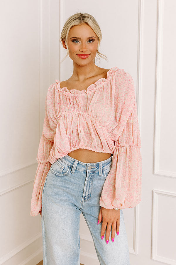 Romantically Inclined Floral Top in Pink