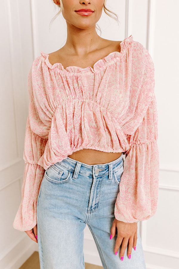 Romantically Inclined Floral Top in Pink