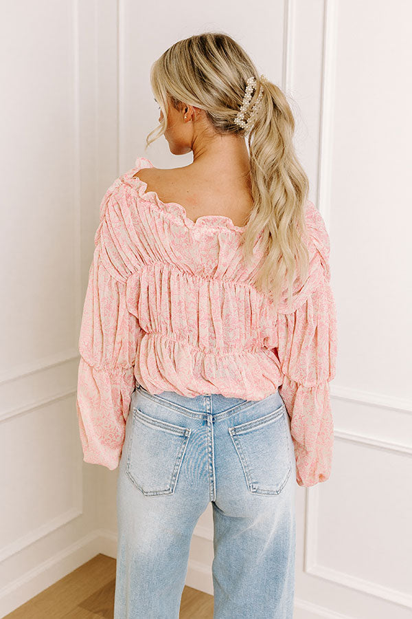 Romantically Inclined Floral Top in Pink