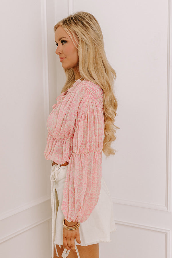 Romantically Inclined Floral Top in Pink