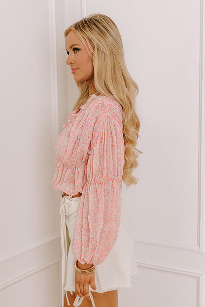 Romantically Inclined Floral Top in Pink