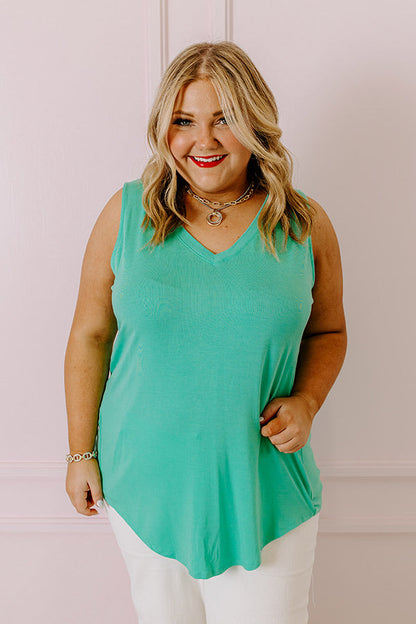 Friends For Life Shift Tank In Light Turquoise Curves