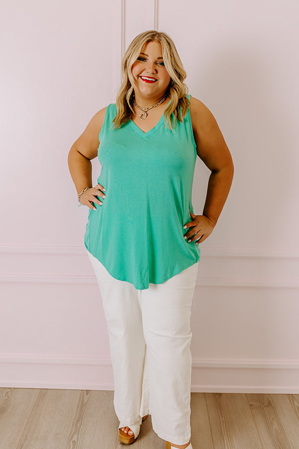 Friends For Life Shift Tank In Light Turquoise Curves