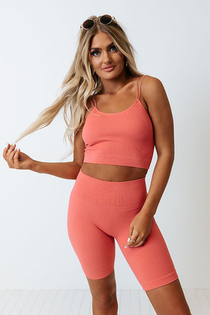 Up At Dawn Ribbed Crop Tank in Dusty Rose