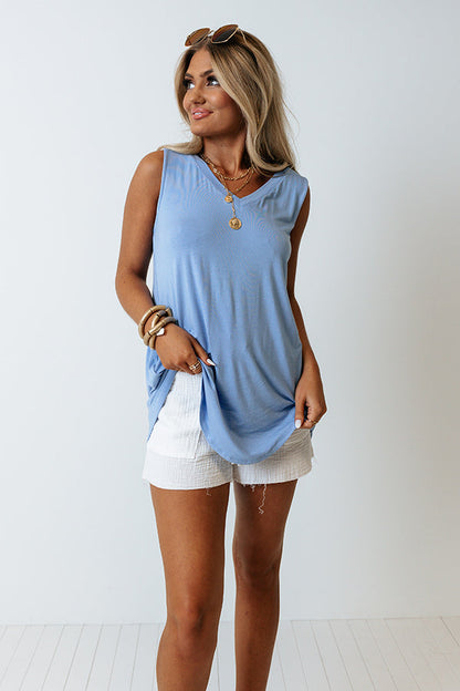 Friends For Life Shift Tank In Sky Blue