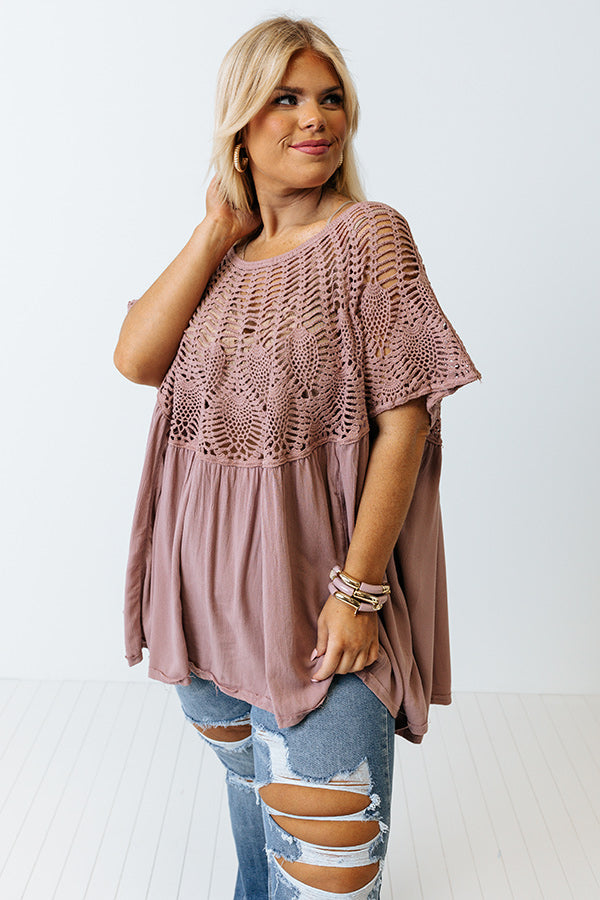 Getting Sun Crochet Shift Top In Dusty Purple