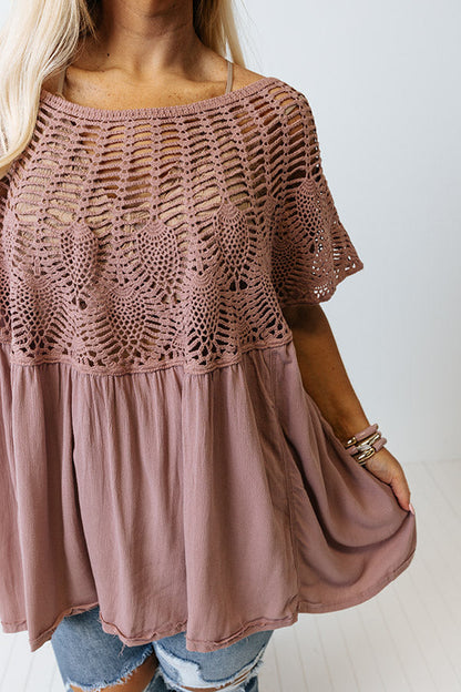 Getting Sun Crochet Shift Top In Dusty Purple