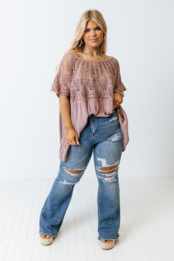 Getting Sun Crochet Shift Top In Dusty Purple