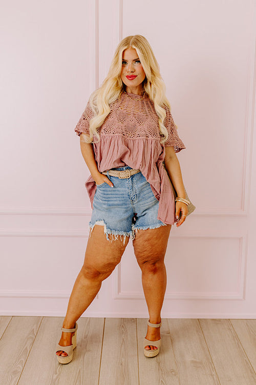 Getting Sun Crochet Shift Top In Dusty Purple