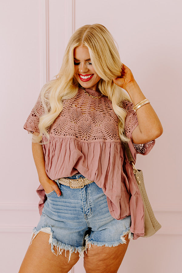 Getting Sun Crochet Shift Top In Dusty Purple
