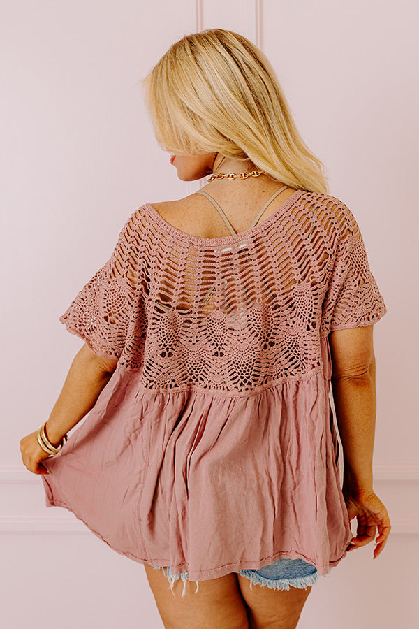 Getting Sun Crochet Shift Top In Dusty Purple