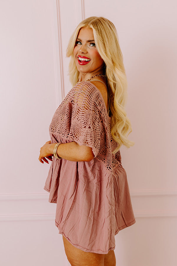 Getting Sun Crochet Shift Top In Dusty Purple