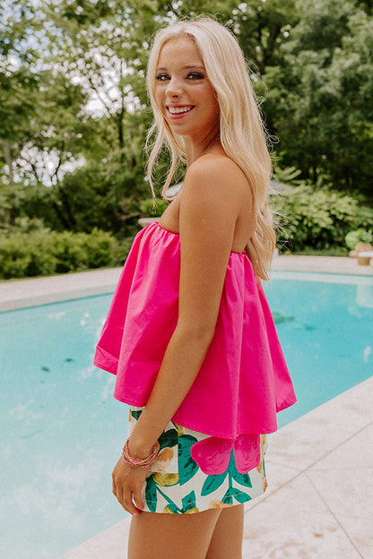 The Party Goes On Tube Top In Hot Pink