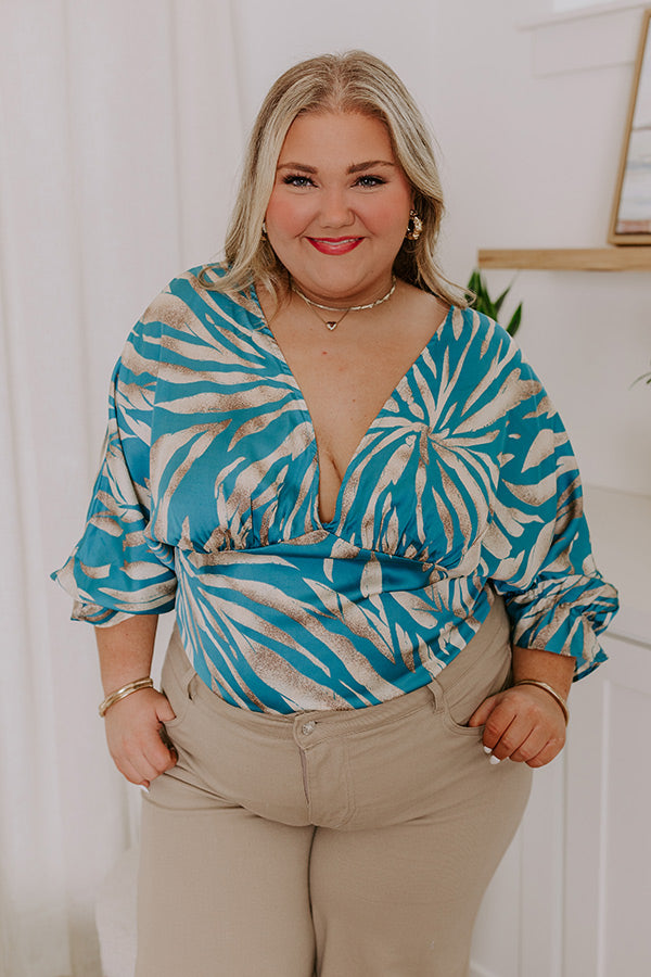 Truly Beautiful Satin Top In Turquoise Curves