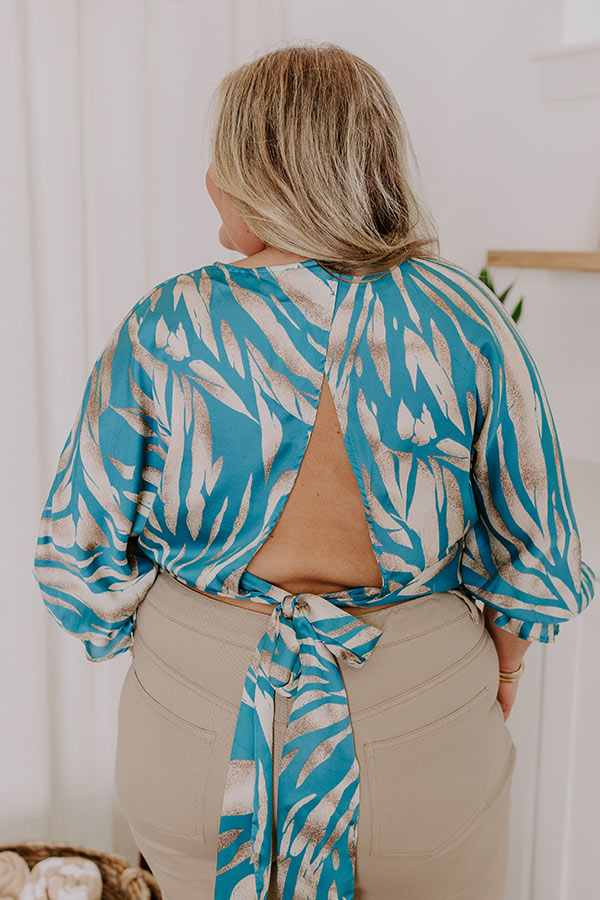 Truly Beautiful Satin Top In Turquoise Curves