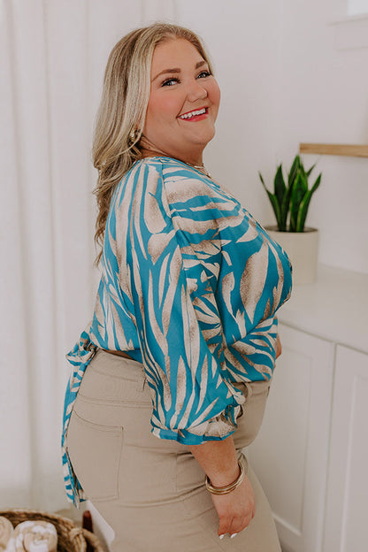 Truly Beautiful Satin Top In Turquoise Curves