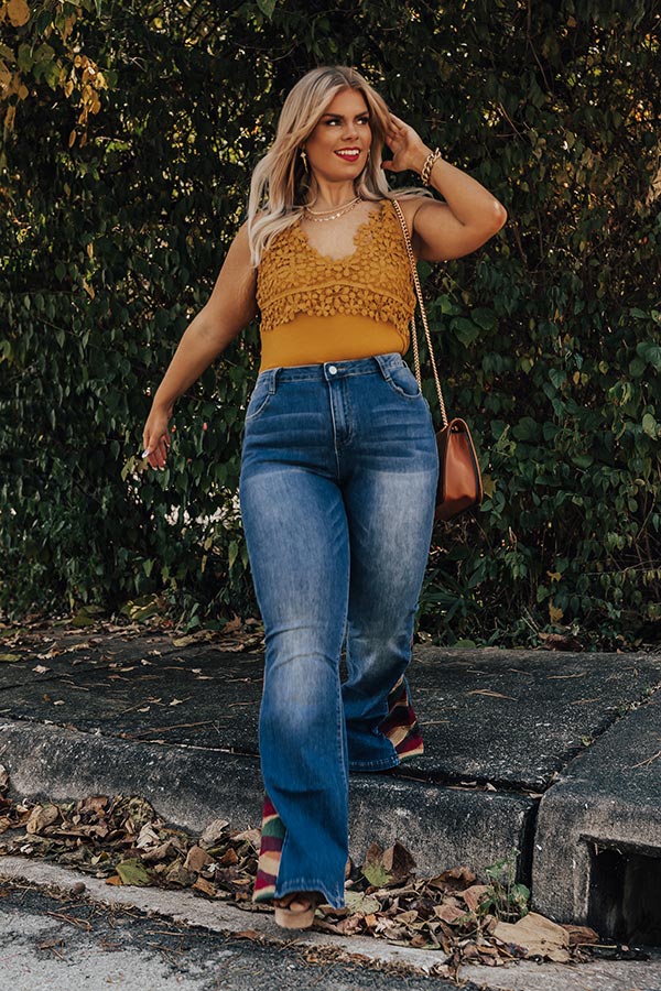 Call Me Yours Crochet Tank In Mustard Curves