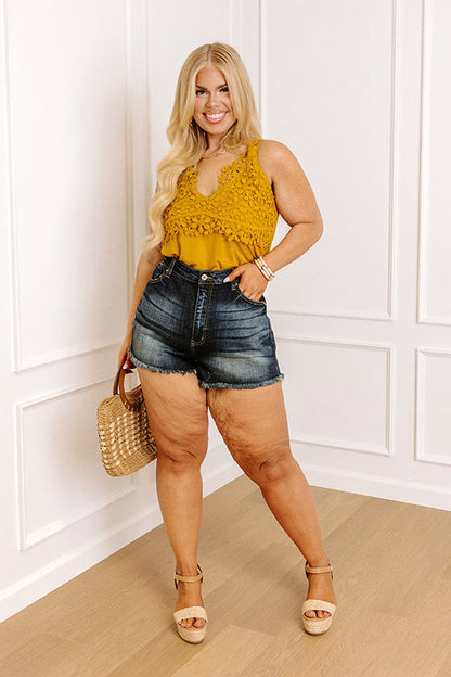 Call Me Yours Crochet Tank In Mustard Curves
