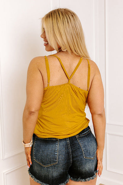 Call Me Yours Crochet Tank In Mustard Curves