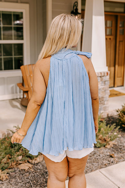 Lead Me Back To You Pleated Top in Airy Blue Curves