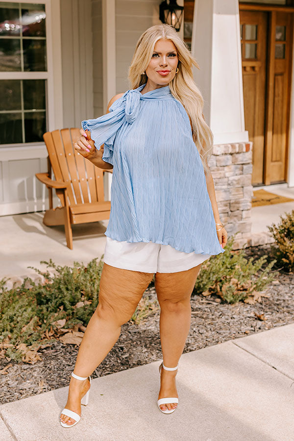 Lead Me Back To You Pleated Top in Airy Blue Curves