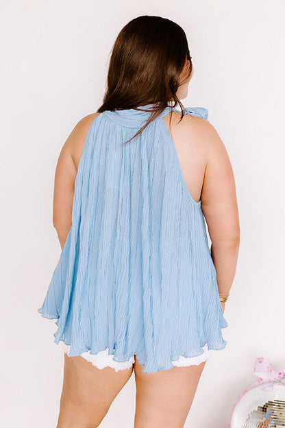 Lead Me Back To You Pleated Top in Airy Blue Curves